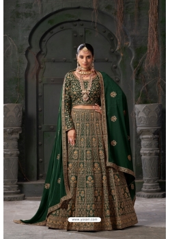 Bottle Green Premium Georgette Heavy Wedding Wear Designer Lehenga Choli