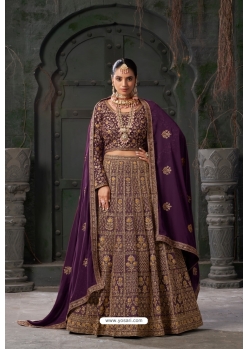 Wine Premium Georgette Heavy Wedding Wear Designer Lehenga Choli