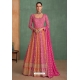 Rani Pink Real Georgette Heavy Emboidered Dress With Dupatta