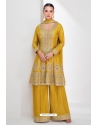 Yellow Premium Chinnon Silk Heavy Designer Palazzo Silk