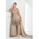 Beige Premium Chinnon Silk Heavy Designer Palazzo Silk