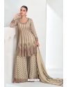 Beige Premium Chinnon Silk Heavy Designer Palazzo Silk