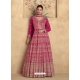 Rani Pink Real Gerogette Heavy Worked Anarkali Suit