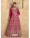 Rani Pink Real Gerogette Heavy Worked Anarkali Suit