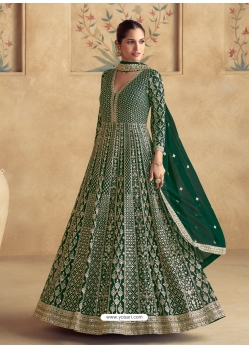 Delightful Dark Green Heavy Worked Anarkali Suit