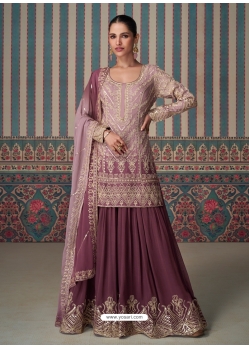 Pink And Old Rose Heavy Emroidered Designer Palazzo Suit