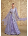 Modern Lavender Designer Heavy Embroidered Front Cut Indo Western