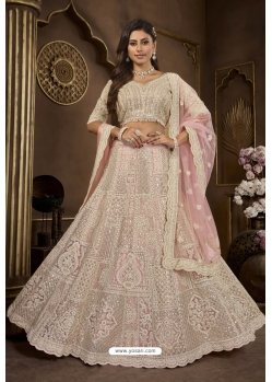 Peach Premium Net Heavy Bridal Lehenga Choli