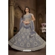 Dark Grey Premium Net Heavy Bridal Lehenga Choli