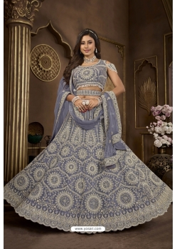 Dark Grey Premium Net Heavy Bridal Lehenga Choli