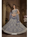 Dark Grey Premium Net Heavy Bridal Lehenga Choli