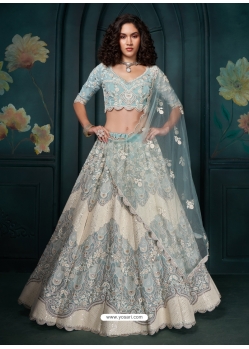 Firozi Georgette Heavy Work Designer Lehenga Choli