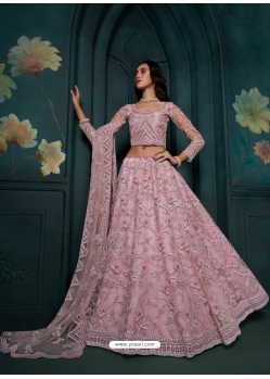 Dusty Pink Net Heavy Work Designer Lehenga Choli