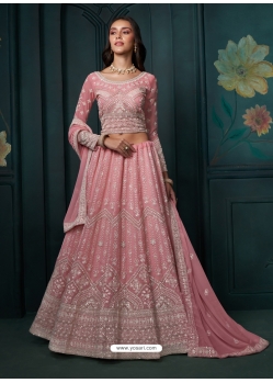 Pink Georgette Heavy Work Designer Lehenga Choli