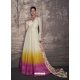 Pretty White Heavy Stylish Embroidered Lucknowi Gowns With Tassels