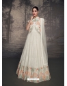 Latest Stylish Embroidered Lucknowi Gowns With Tassels In White