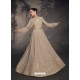 Beige Heavy Stylish Embroidered Lucknowi Gowns With Tassels