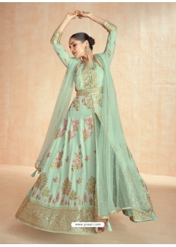 Elegant Green Designer Front Cut Suit