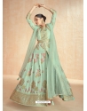 Elegant Green Designer Front Cut Suit