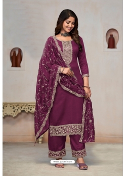 Wine Party Wear Pure Vichitra Designer Salwar Suit