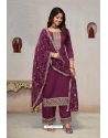 Wine Party Wear Pure Vichitra Designer Salwar Suit