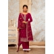 Red Embroidered Georgette Designer Palazzo Suit