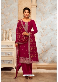 Red Embroidered Georgette Designer Palazzo Suit