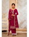 Red Embroidered Georgette Designer Palazzo Suit