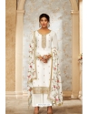 White Embroidered Georgette Designer Palazzo Suit