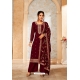 Maroon Embroidered Georgette Designer Palazzo Suit