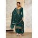 Teal Embroidered Georgette Designer Palazzo Suit