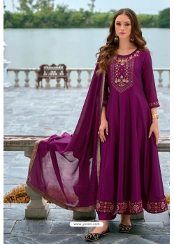 Purple Designer Readymade Heavy Anarkali Suit