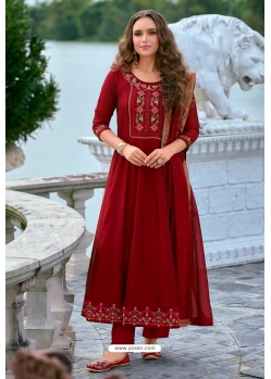 Red Designer Readymade Heavy Anarkali Suit