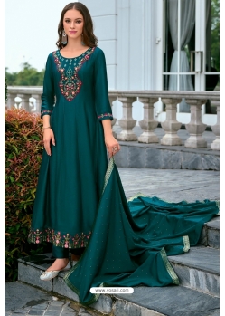 Teal Designer Readymade Heavy Anarkali Suit