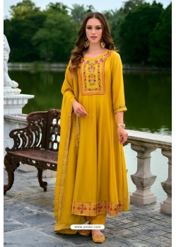 Yellow Designer Readymade Heavy Anarkali Suit