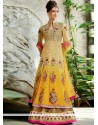 Cream And Yellow Shaded Pure Georgette Anarkali Suits
