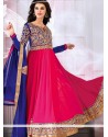 Hot Pink And Blue Georgette Anarkali Suits