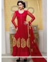 Charming Red Chiffon Anarkali Salwar Suit